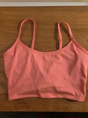 Pink Active Ultimate Lightly Lined Coral Flash Twist Back Sports Bra Size Large